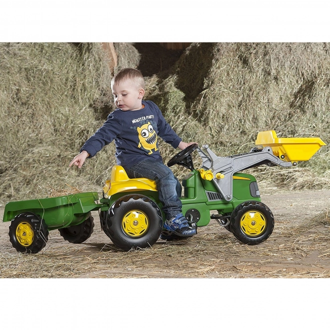 Traktor na šlapky Rolly Toys RollyKid John Deere s lžící a přívěsem - zelený