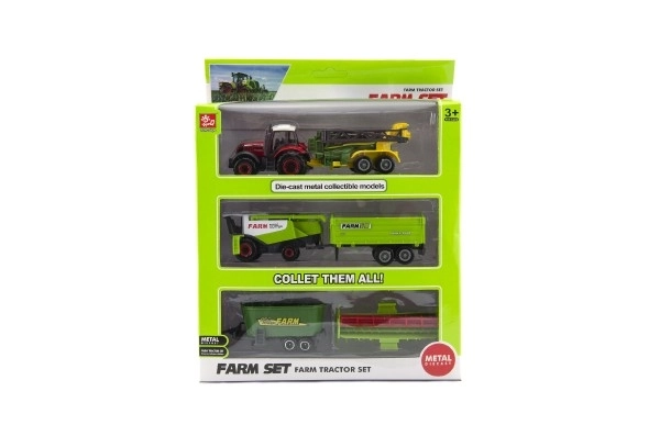 Sada farma zemědělské stroje 6ks plast/kov asst 4 druhy v krabici 21x27x5,5cm