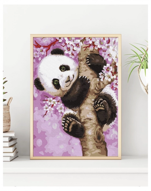 Malování podle čísel Hravá panda 30x50 plátno + barvy + štětce