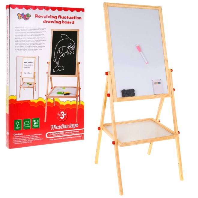 Dřevěná oboustranná tabule pro děti 3+ Vzdělávací magnetická tabule + příslušenství