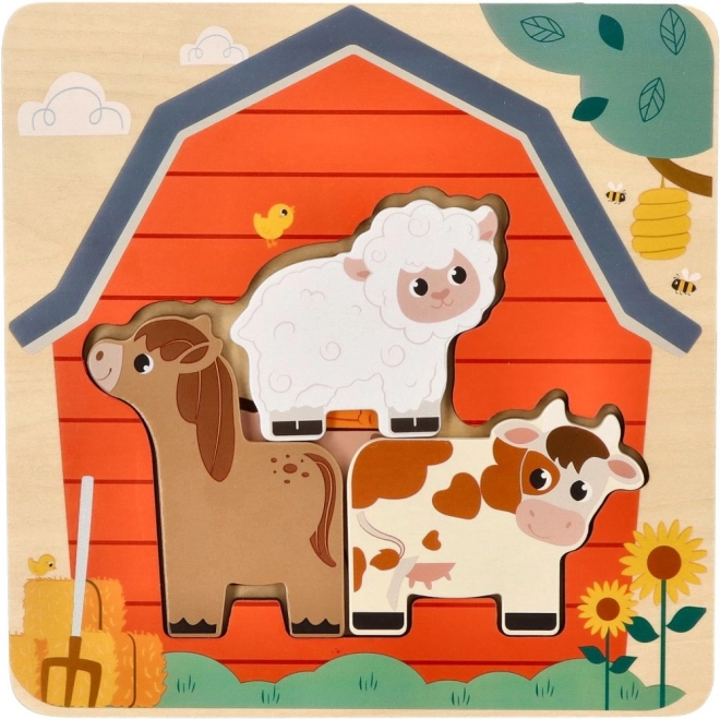 Vrstvené puzzle zvířata na farmě