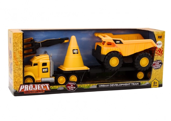 Stavební stroje Set sklápěč Truck stěhování žlutá