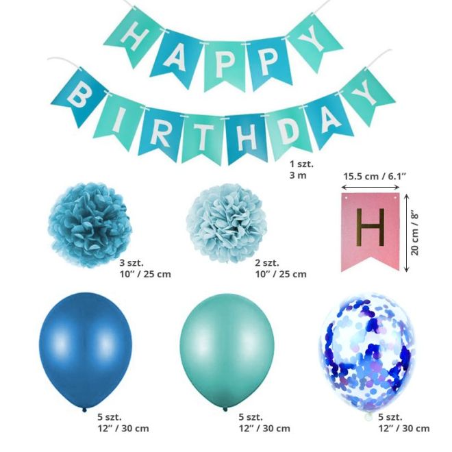Tyrkysová balónková narozeninová dekorace pro chlapce