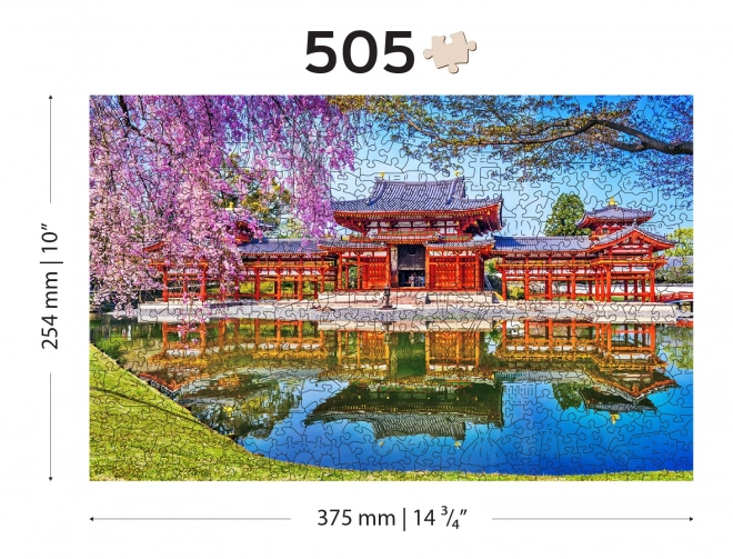 WOODEN CITY Dřevěné puzzle Chrám Byodo-in, Kjóto, Japonsko 2v1, 505 dílků EKO