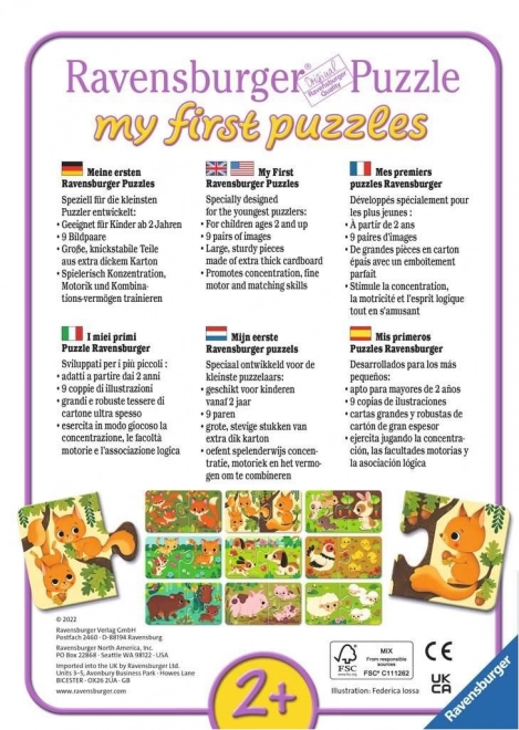 RAVENSBURGER Moje první puzzle Zvířátka a mláďátka 9x2 dílků