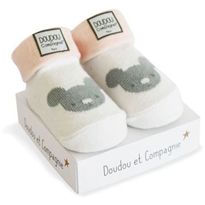 Doudou Ponožky pro holčičku 0-6 měs. 1 pár světle růžovo-bílá s koalou