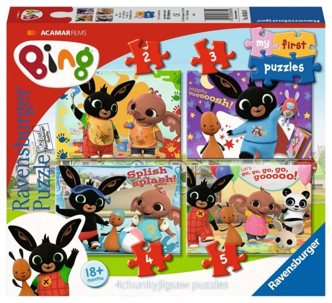 RAVENSBURGER Moje první puzzle Bing: Zábava s přáteli 4v1 (2,3,4,5 dílků)