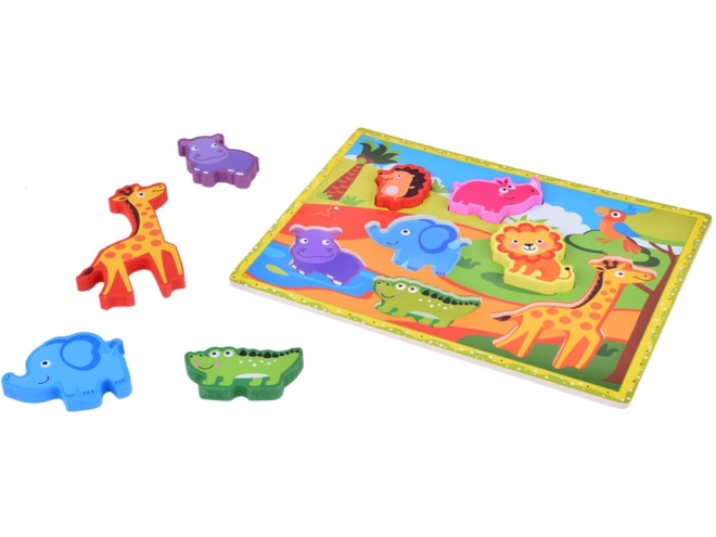 Dřevěné puzzle safari zvířata 7ele match shapes ZA5256