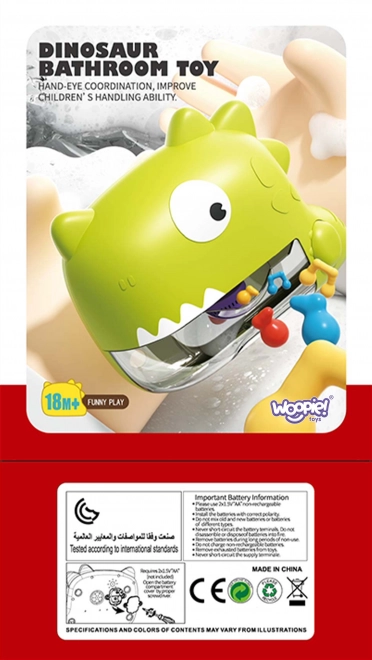 Hračka do koupele dinosaurus s bublinkami zelená