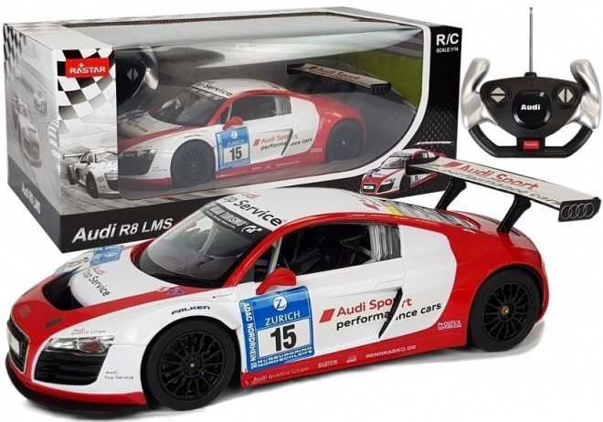 Auto R/C Audi R8 LMS Rastar 1:14 Bílé a červené