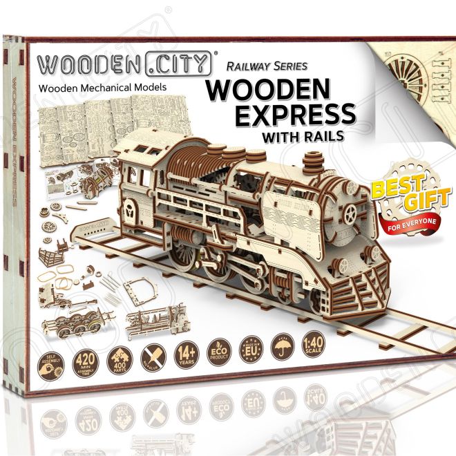 WOODEN CITY 3D puzzle Express s kolejemi 400 dílů