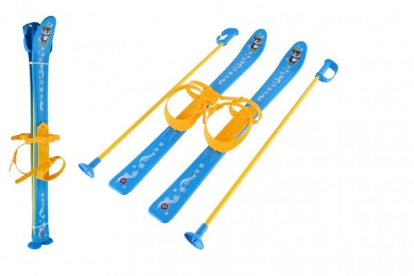 Dětské lyže s hůlkami plast/kov 76cm – Červené