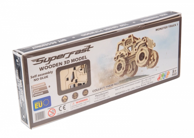 Wooden City 3D puzzle Superfast Monster Truck č.1