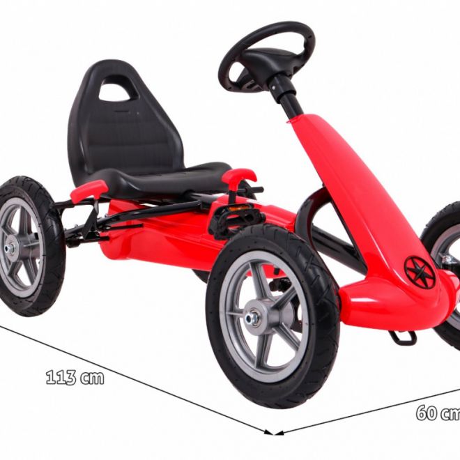 STAR šlapací motokára pro děti 3+ Červená + nastavitelné sedadlo + nafukovací kola