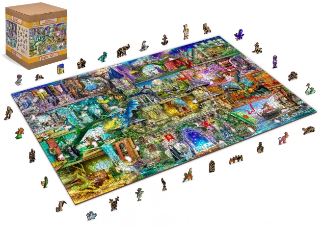 WOODEN CITY Dřevěné puzzle Byla jednou jedna pohádka 2v1, 2000 dílků EKO