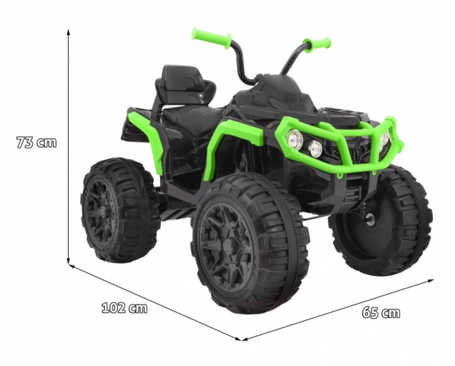 Čtyřkolka ATV 2,4GHz na baterie pro děti Černá a zelená + Dálkové ovládání + Kola EVA + Rádio MP3 + Pomalý start