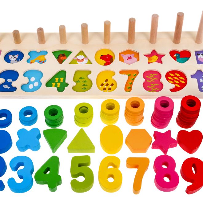 Dřevěná sada pro výuku počítání pro děti 3+ Třídička tvarů