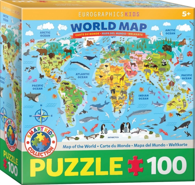 EUROGRAPHICS Puzzle Ilustrovaná mapa světa 100 dílků