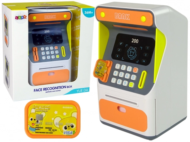 Bankomat Money Box Senzor rozpoznávání obličeje PIN Saving Orange