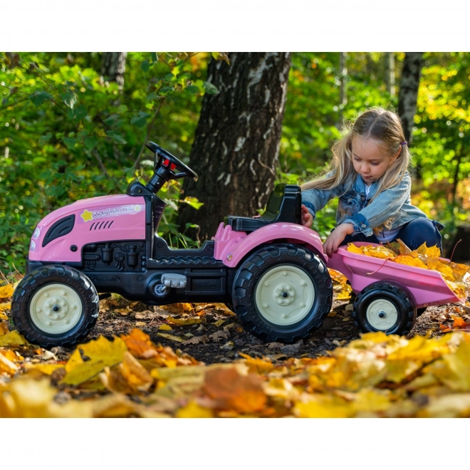 Traktor šlapací County Star s valníkem růžový