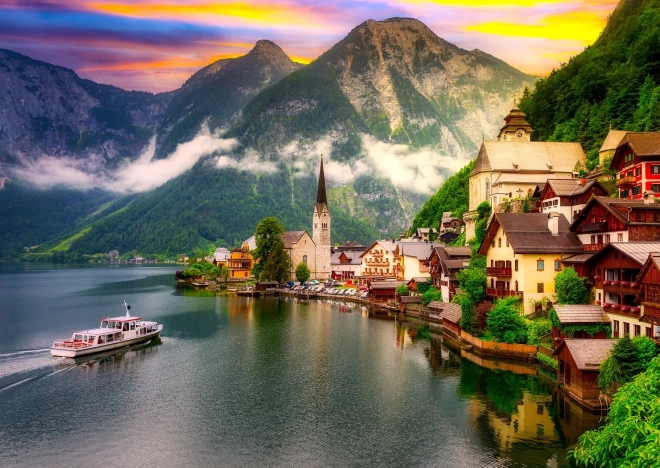 Užijte si puzzle Hallstatt při západu slunce, Rakousko 1000 dílků