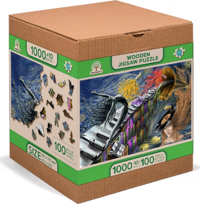 WOODEN CITY Dřevěné puzzle Hudební fantazie 2v1, 1010 dílků EKO