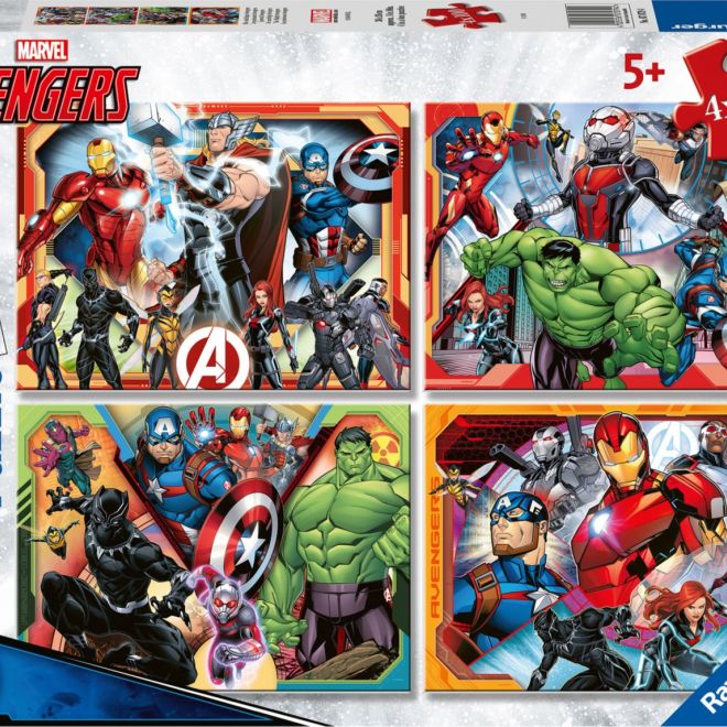 RAVENSBURGER Puzzle Mocní Avengers 4x100 dílků
