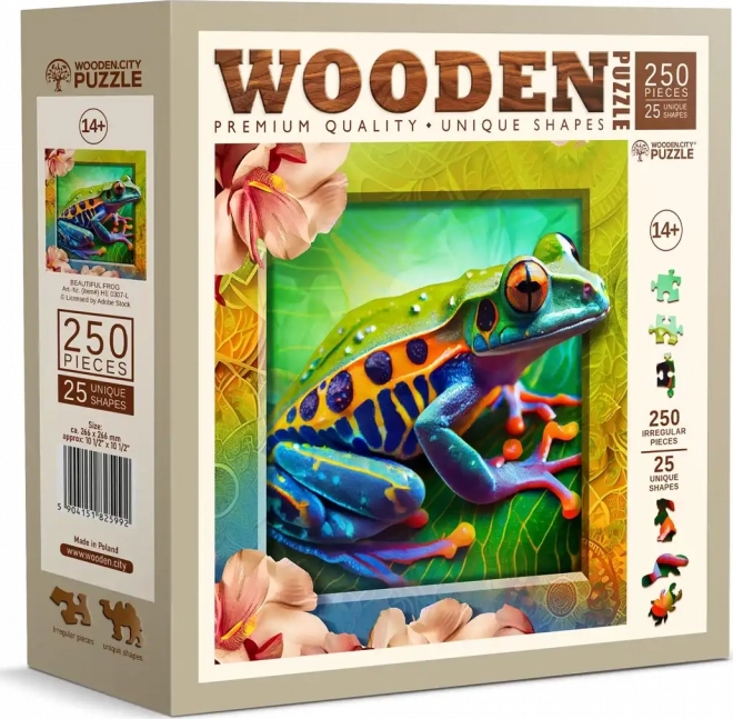 WOODEN CITY Dřevěné puzzle Barevná žabka 250 dílků EKO