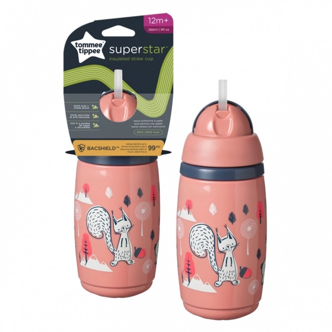 TOMMEE TIPPEE Láhev s brčkem 266 ml růžová