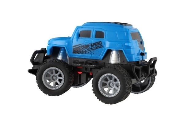 Auto RC mini truck plast 12cm 27MHz na baterie se světlem modré v krabici 18x11,5x10cm