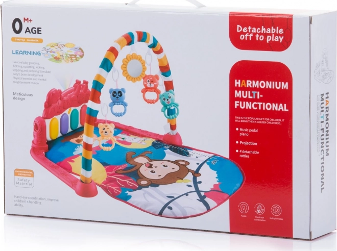CHIPOLINO Hrací deka s piánkem a projektorem Monkey Red