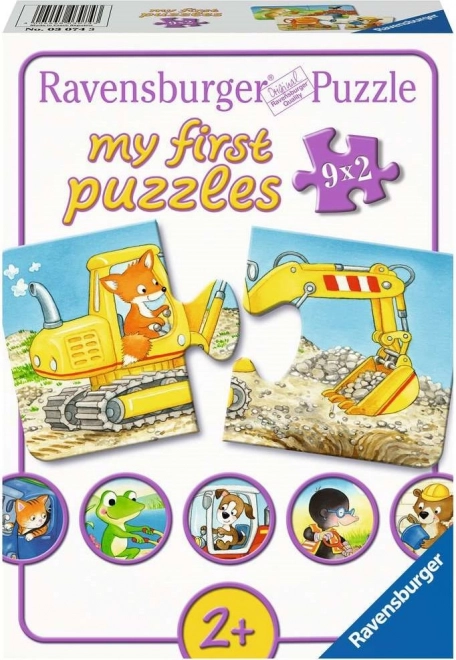 RAVENSBURGER Moje první puzzle Zvířátka na stavbě 9x2 dílků