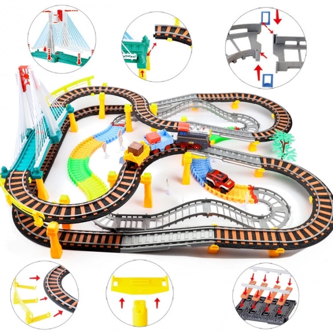 Kolejka elektrická 2v1 Závodní dráha Viadukt Auto XXL