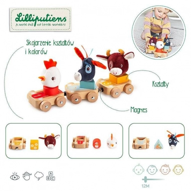 Lilliputiens - set 3 dřevěných autíček - Farma