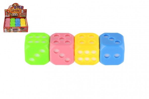 Kostka hrací svítící silikon 4x4cm 4 barev 12ks v boxu
