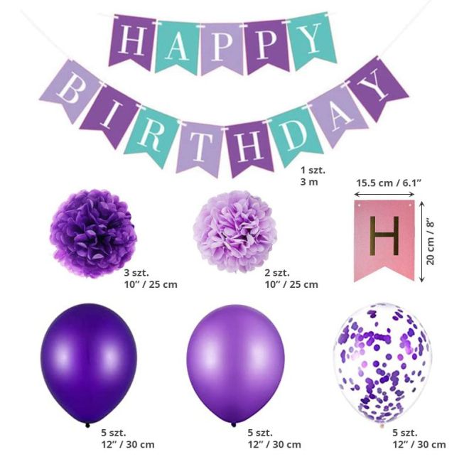 Fialová narozeninová balónková dekorace