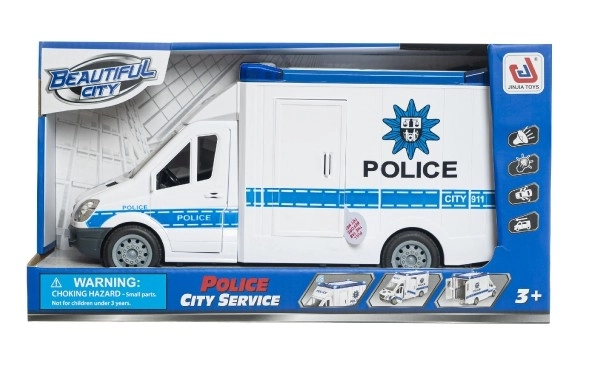Auto policie plast 28cm na setrvačník na baterie se zvukem se světlem v krabici 32x18x12cm