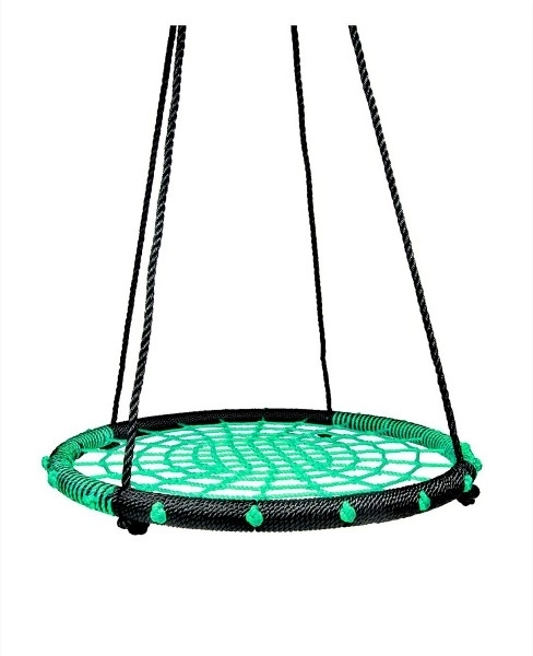 Houpací kruh 100 cm provazový výplet v krabici 75x26x12cm – Zelený
