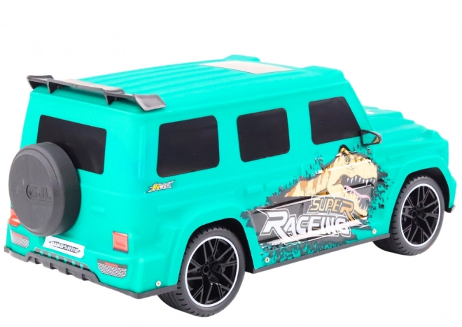 RC auto na dálkové ovládání s dinosaurem v měřítku 1:10 zelené