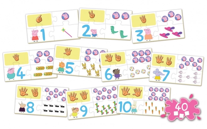 EDUCA Puzzle Prasátko Peppa: Počítání 10x4 dílků