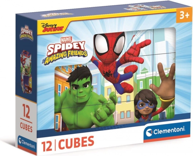 CLEMENTONI Obrázkové kostky Spidey a jeho úžasní přátelé, 12 kostek