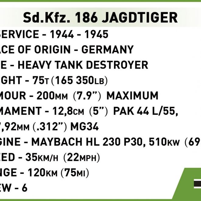 COBI 2580 II WW Sd. Kfz. 186 Jagdtiger, 1:28, 1280 k, 1 f