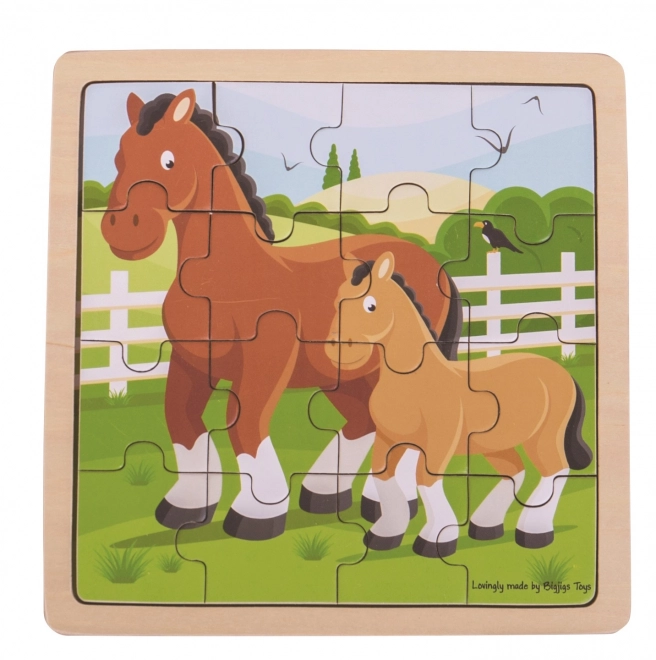 Bigjigs Toys puzzle - Kůň s hříbátkem