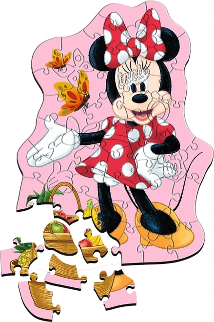 TREFL Dřevěné obrysové puzzle Šťastná Minnie 50 dílků