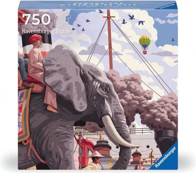 RAVENSBURGER Čtvercové puzzle Art & Soul: Cesta kolem světa za 80 dní 750 dílků