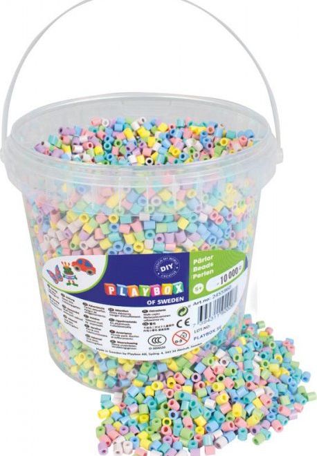 PLAYBOX Zažehlovací korálky v kbelíku - pastelové 10000ks