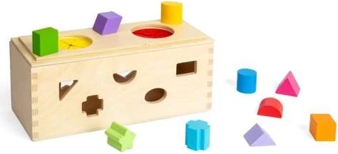 Bigjigs Toys Dřevěná tajemná krabička na vkládání a třídění tvarů
