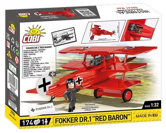 COBI 2986 Great War Fokker Dr. I Red Baron, 1:32, 174 k, 1 f