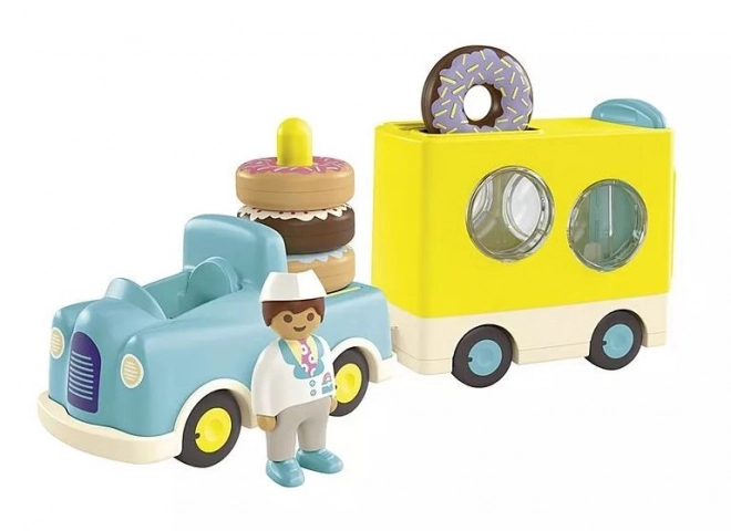 Junior 71702 Sada figurek Crazy Donut Truck s funkcí stohování a třídění