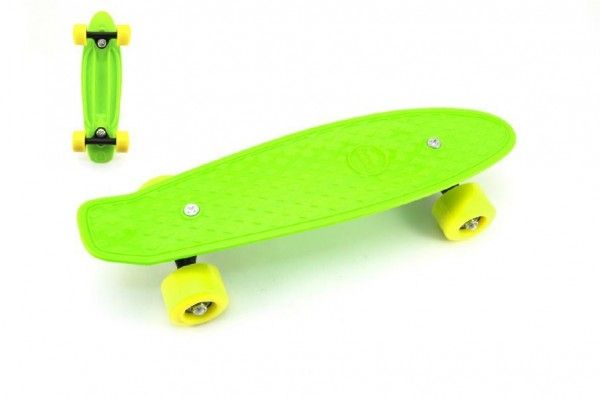 Skateboard - pennyboard 43cm, nosnost 60kg plastové osy – Zelený, žlutá kola
